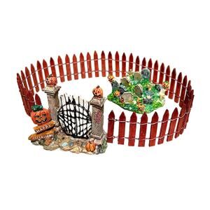 Halloween Mini Graveyard, Cemetery Gate, & Wood Fence - Resin Dollhouse Decor